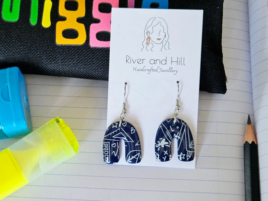 School Arch Doodle Earrings Small