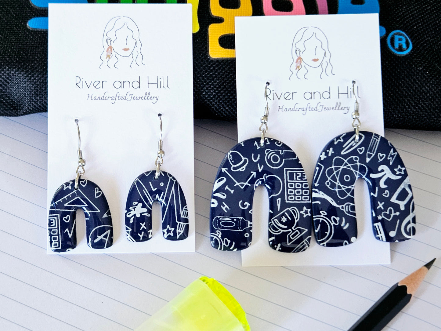 School Arch Doodle Earrings Small