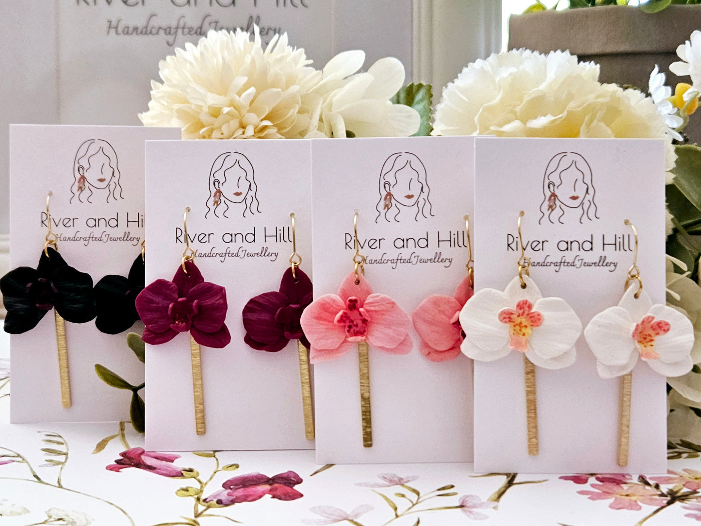 Orchid Black Hook Earrings