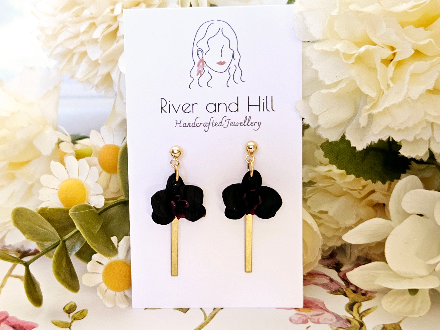 Orchid Black Earrings