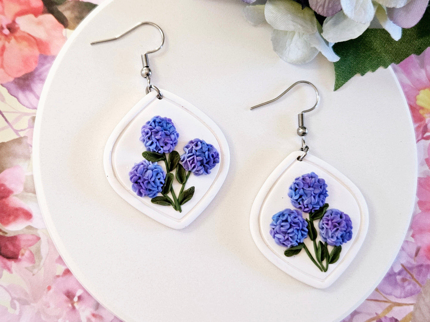 Hydrangea Cluster Blue Earrings