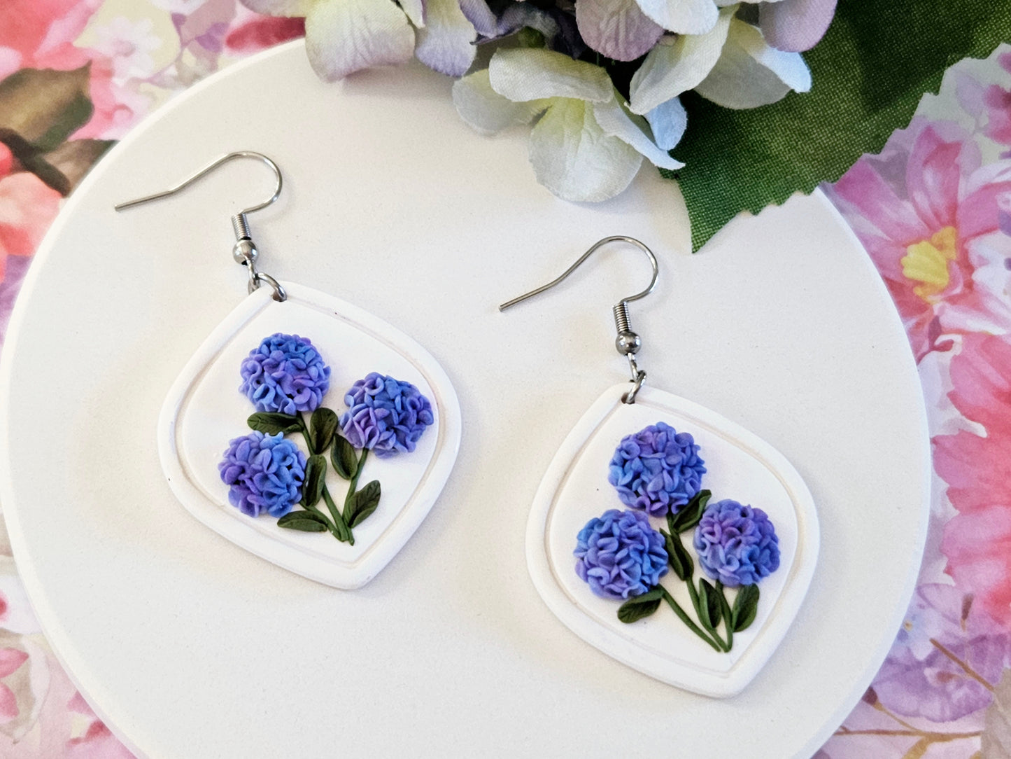 Hydrangea Cluster Blue Earrings