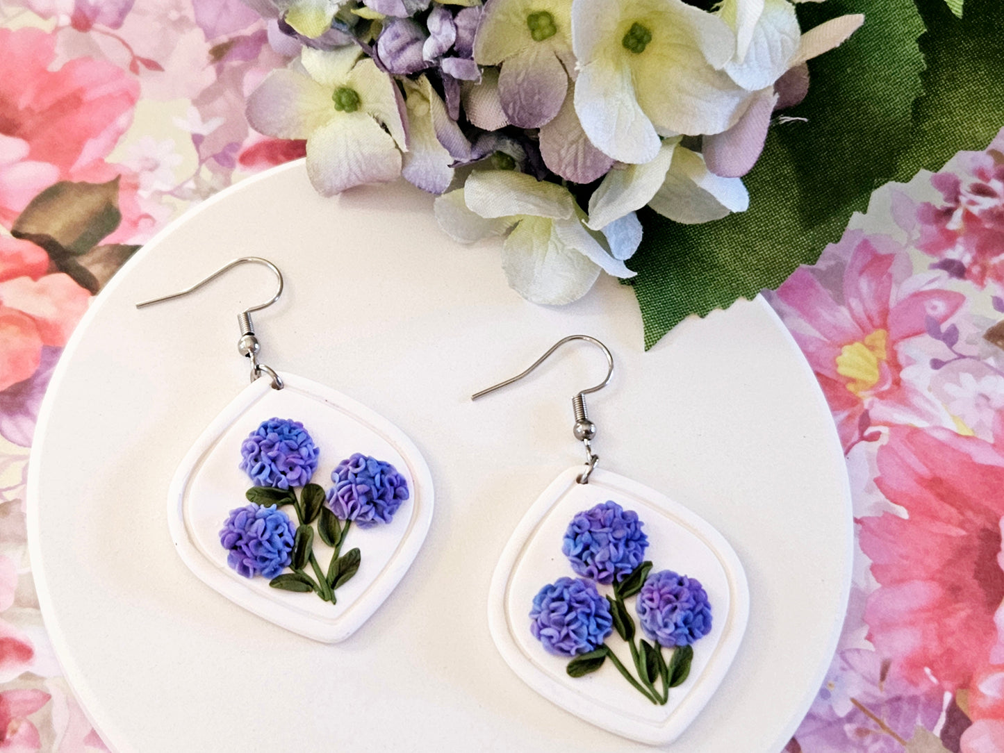 Hydrangea Cluster Blue Earrings