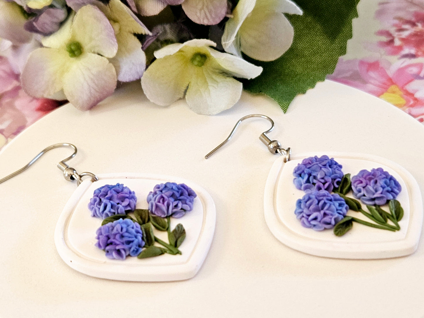 Hydrangea Cluster Blue Earrings