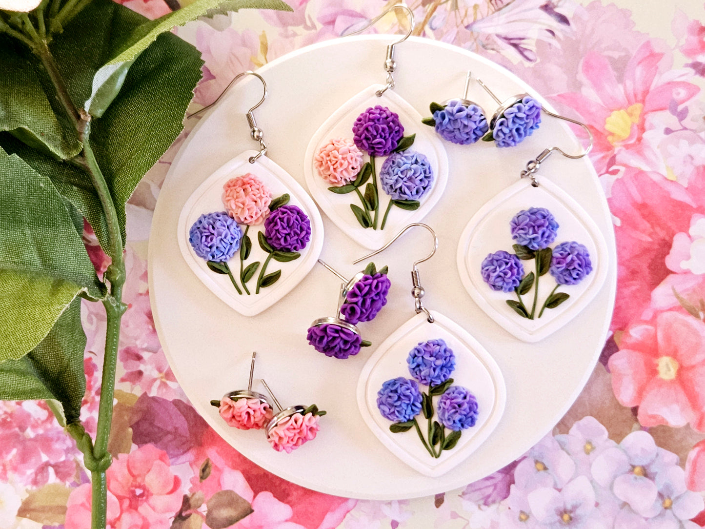 Hydrangea Cluster Blue Earrings