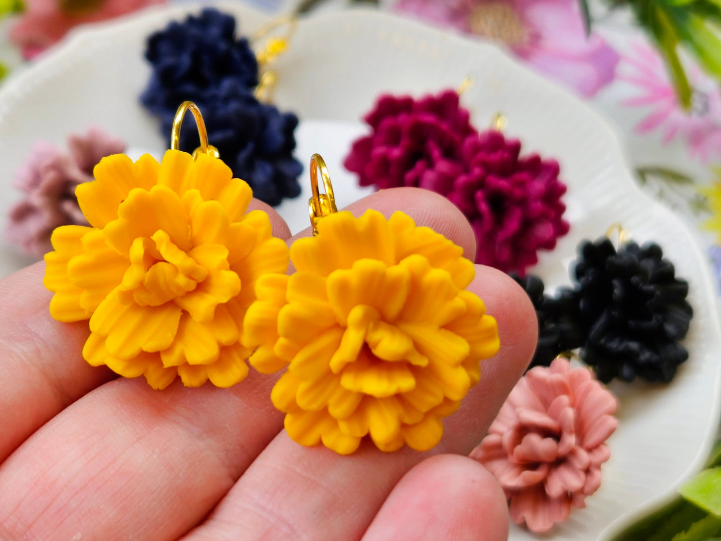 Carnation Yellow Earrings