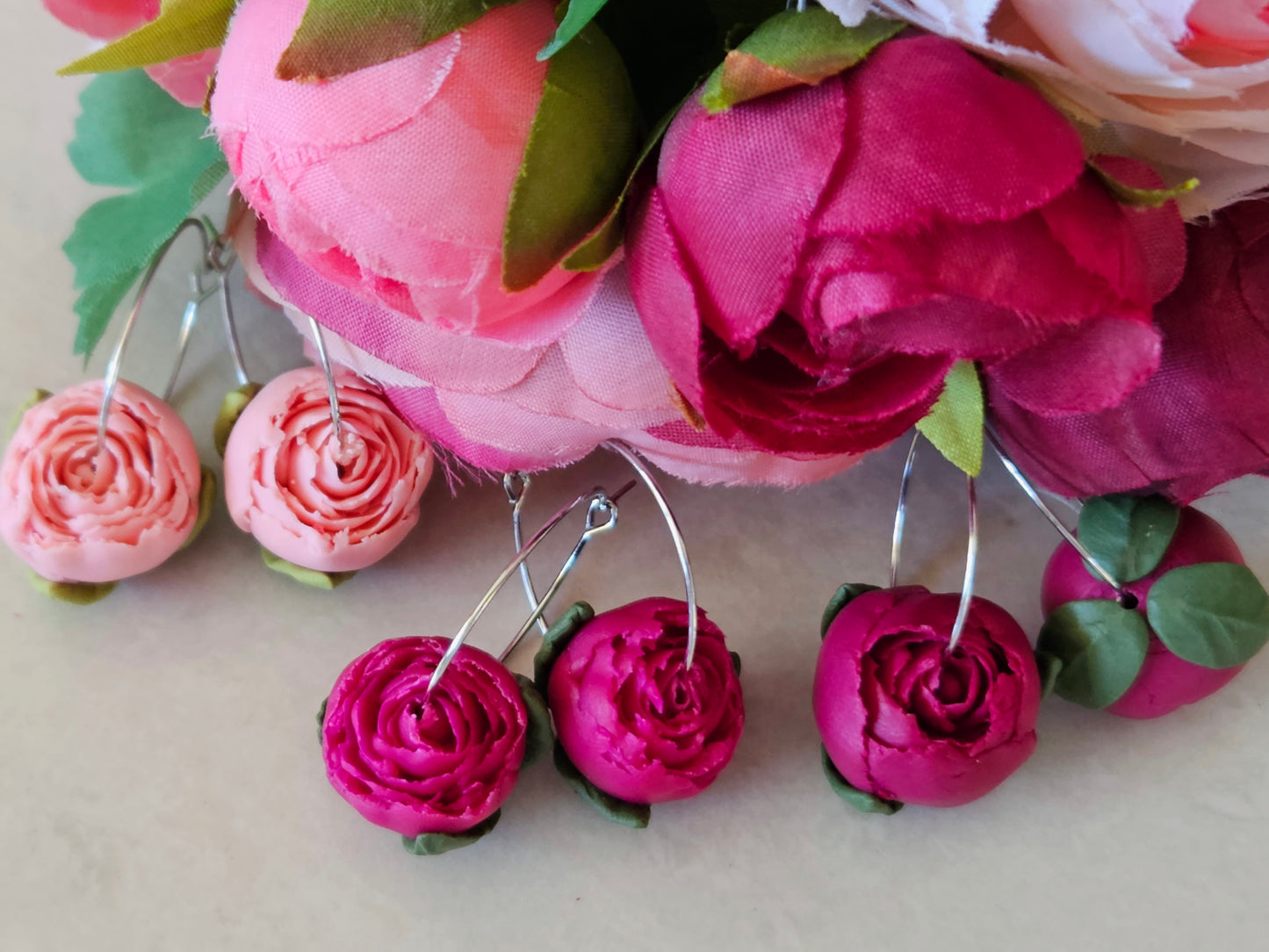 Peonies Magenta Hoops