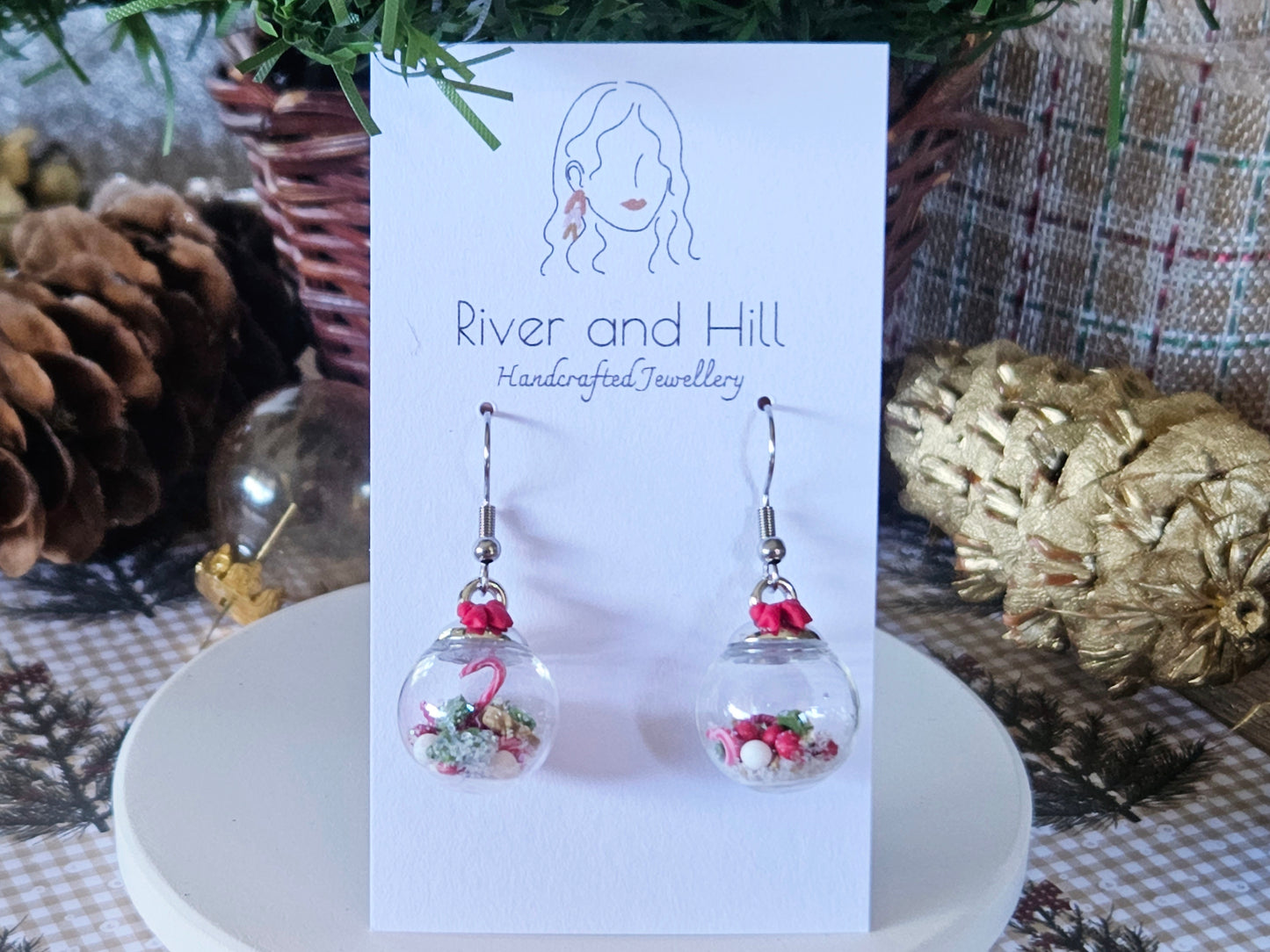 Christmas Glass Snow Globe Earrings