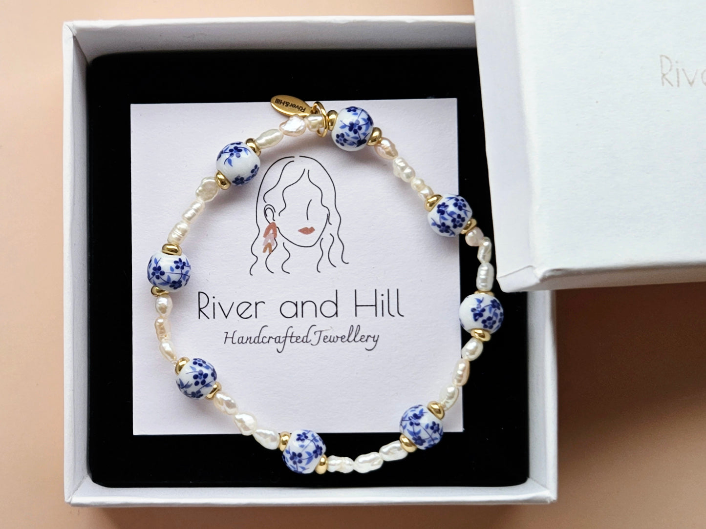 Stacking Bracelets uxe Layered Pearl and Porcelain Singles