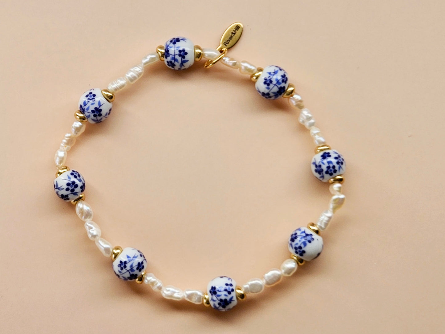 Stacking Bracelets uxe Layered Pearl and Porcelain Singles