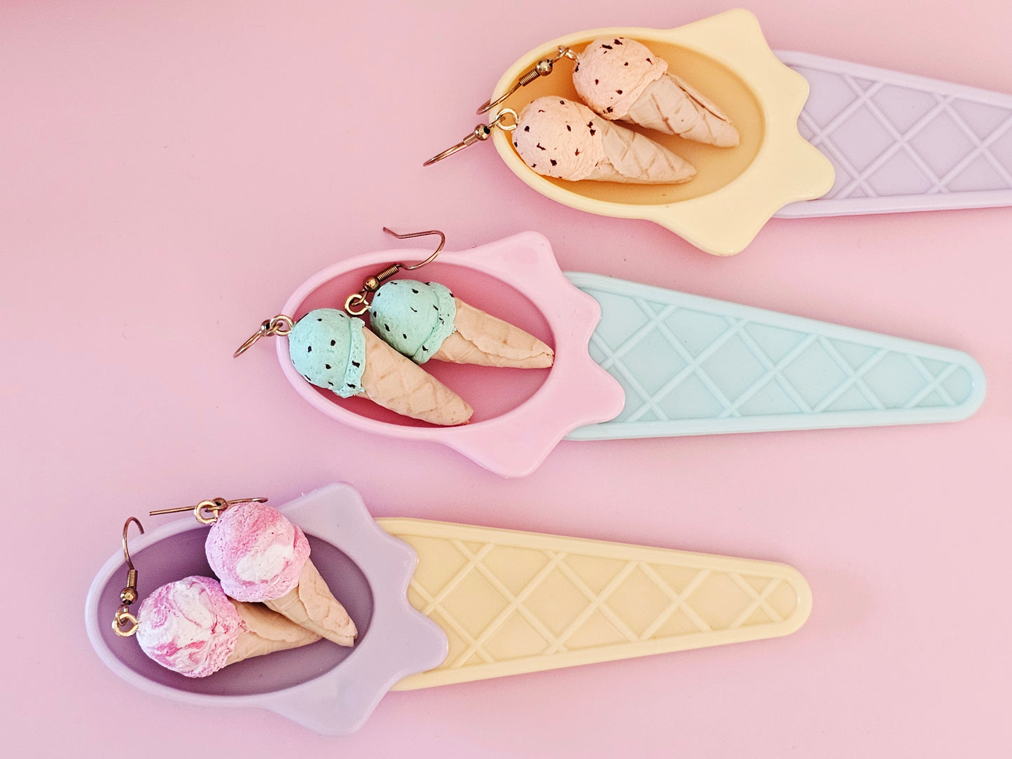 Ice Cream Cone Chocolate Mint Earrings