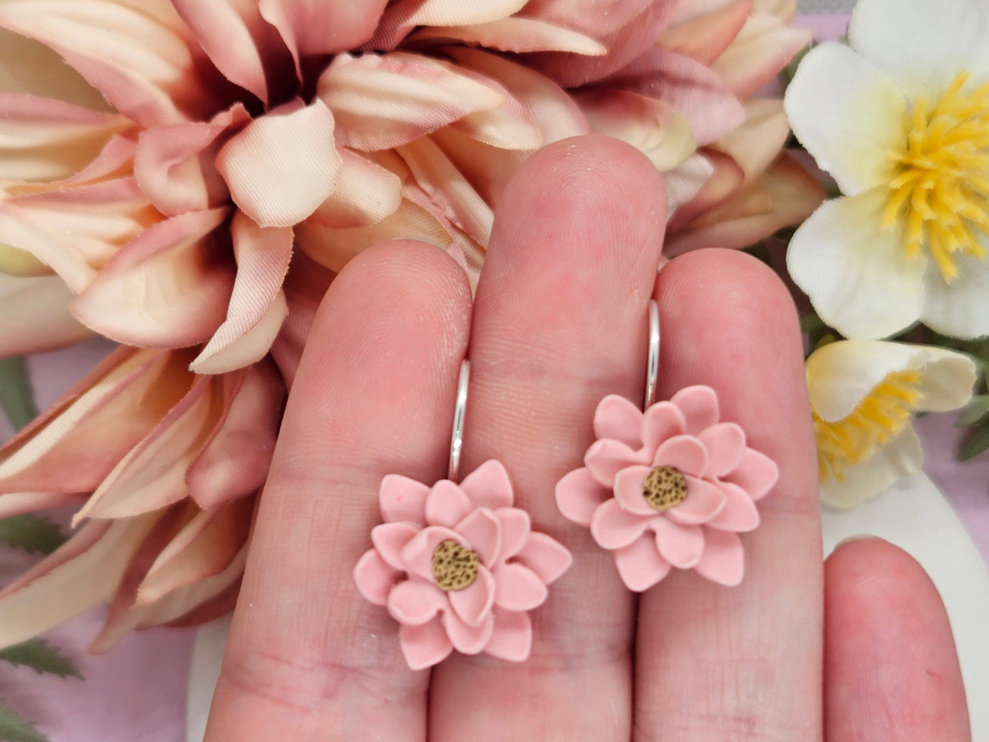 Floral Pastel Pink Earrings