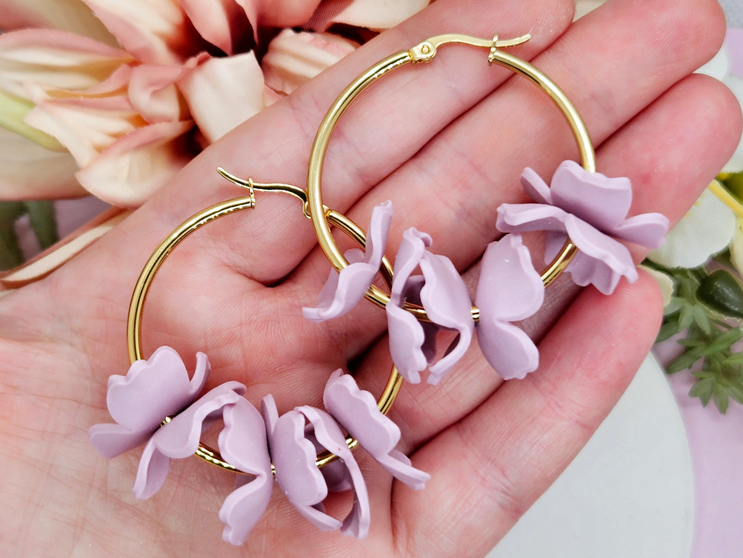 Floral Pastel Hoop Earrings