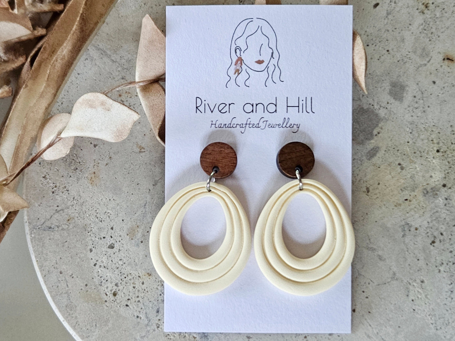 Essentials Butter Ivory Wooden Earrings