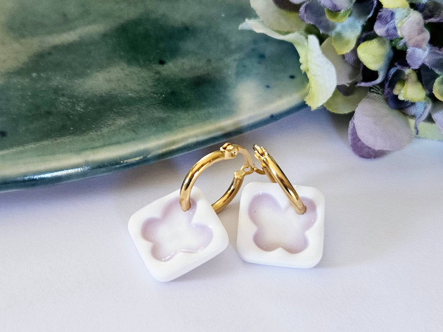 Porcelain Butterfly Hoops