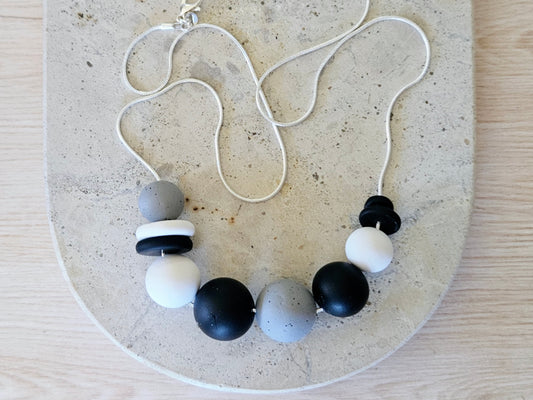 Contemporary Long Statement Sterling Silver Necklace Black