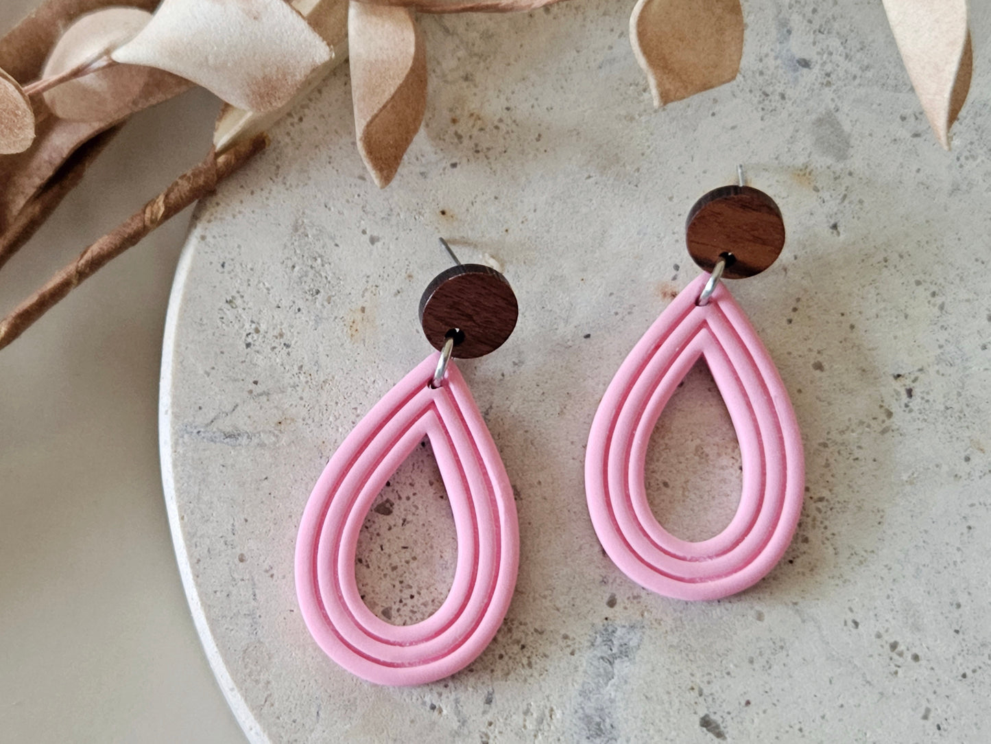 Essentials Pale Rose Wooden Earrings
