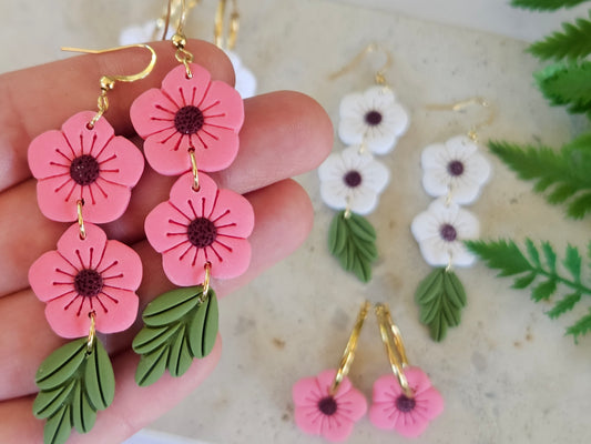 Manuka Flower Earrings Pink
