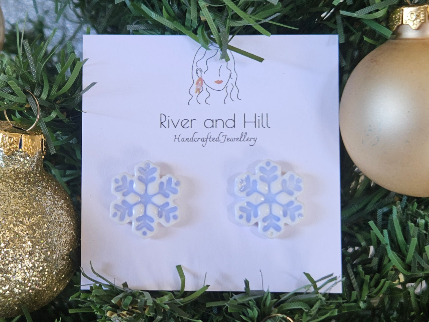 Christmas Porcelain Look Snowflake Studs