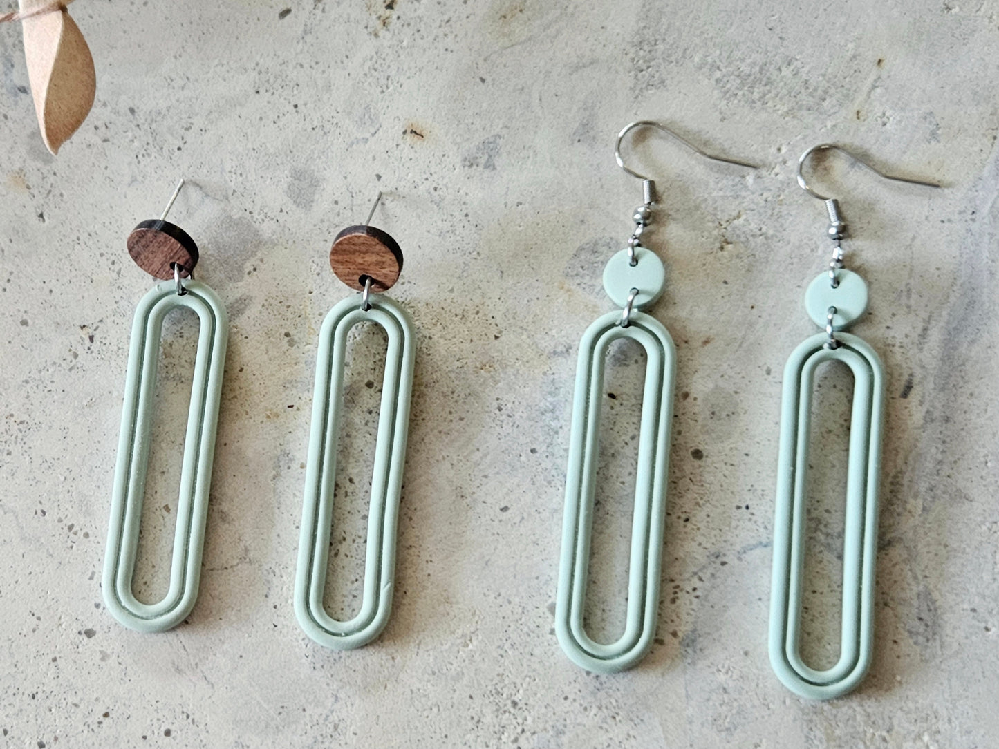 Essentials Sage Wooden Earrings