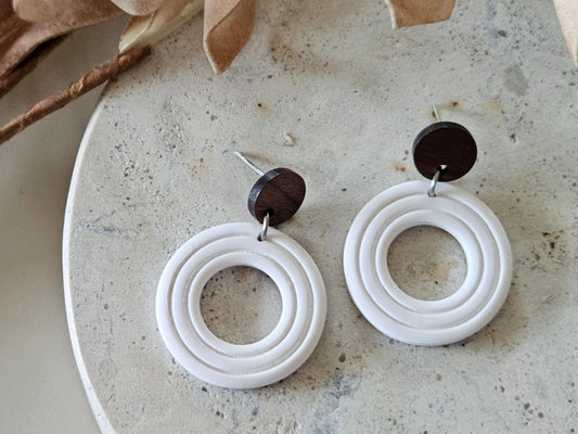 Essentials White Wooden Earrings
