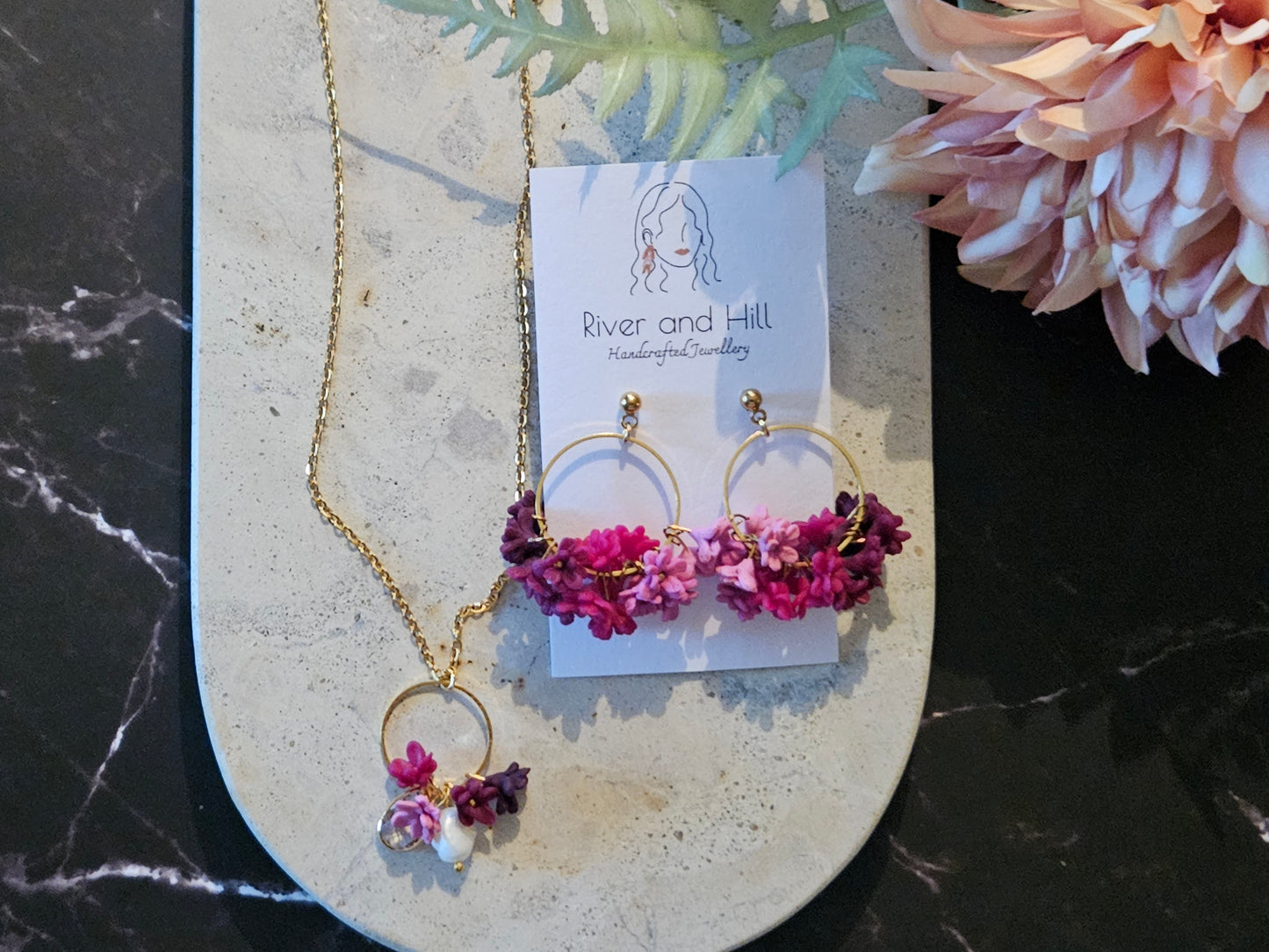 Pink Ombre Cluster Earrings