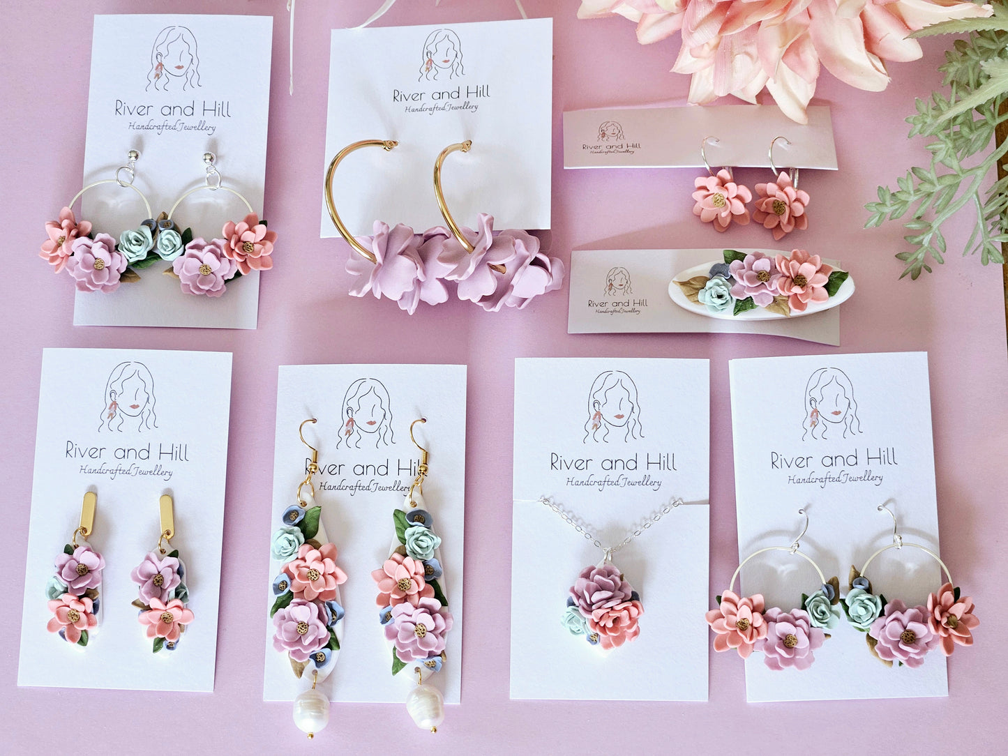 Floral Pastel Cluster Earrings