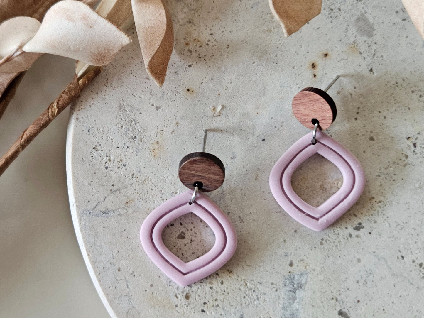 Essentials Lilac Wooden Earrings