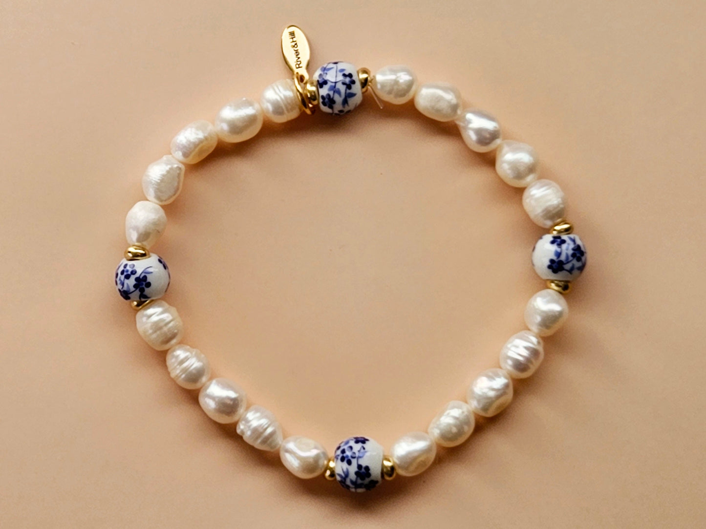 Stacking Bracelets uxe Layered Pearl and Porcelain Stack