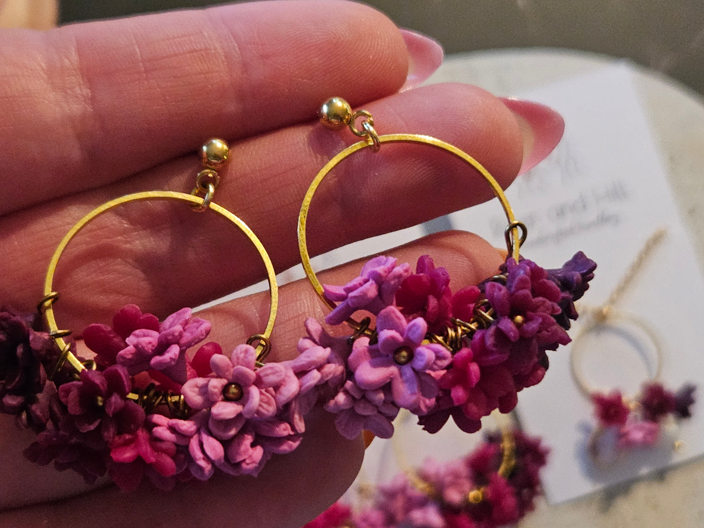 Pink Ombre Cluster Earrings