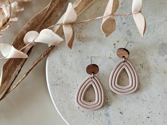 Essentials Almond Rose Wooden Earrings