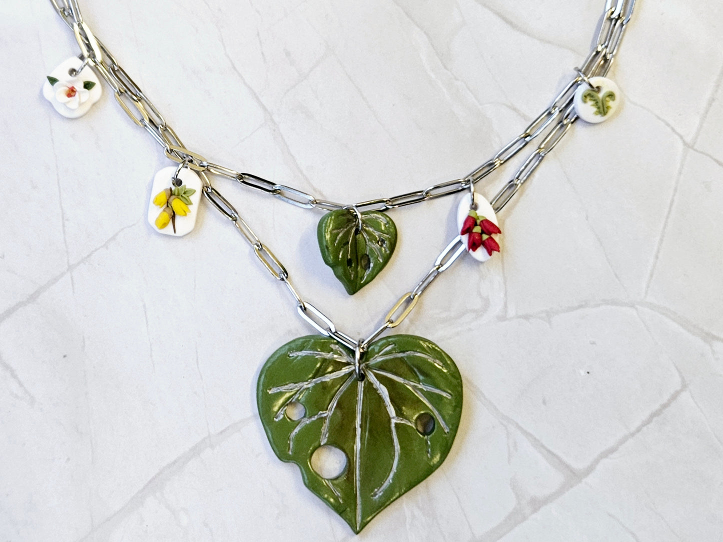 Charm Large Silver Kawakawa Necklace