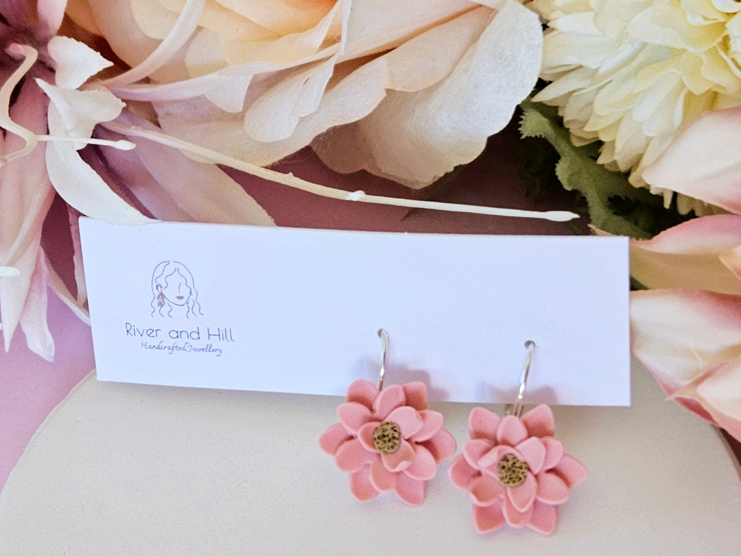 Floral Pastel Pink Earrings