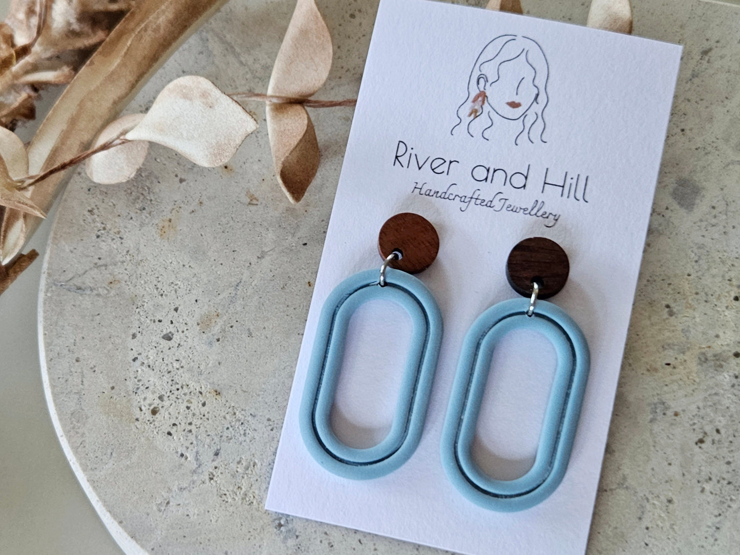 Essentials Hydrangea Blue Wooden Earrings