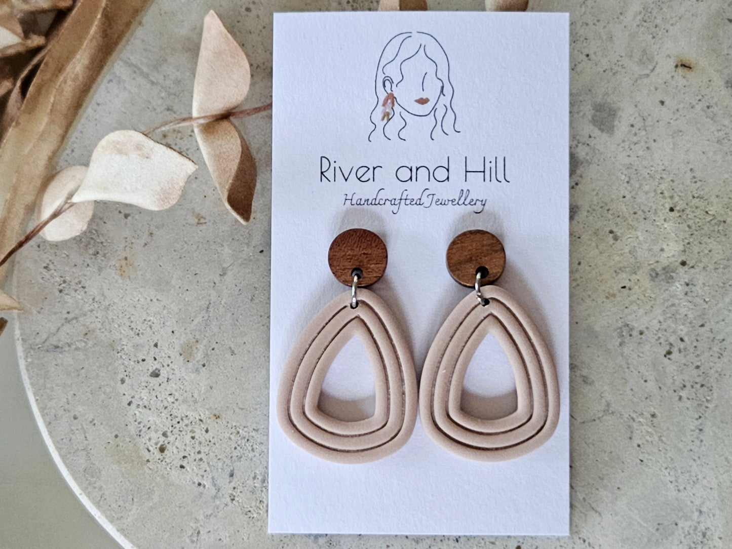 Essentials Almond Rose Wooden Earrings