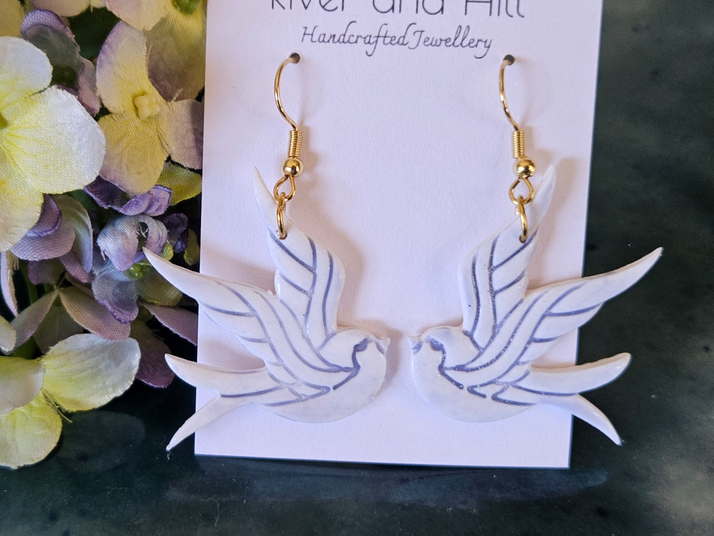 Porcelain Blue Bird Earrings