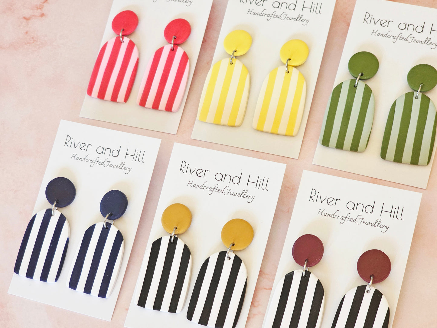 Striped Statement Earrings Yellow