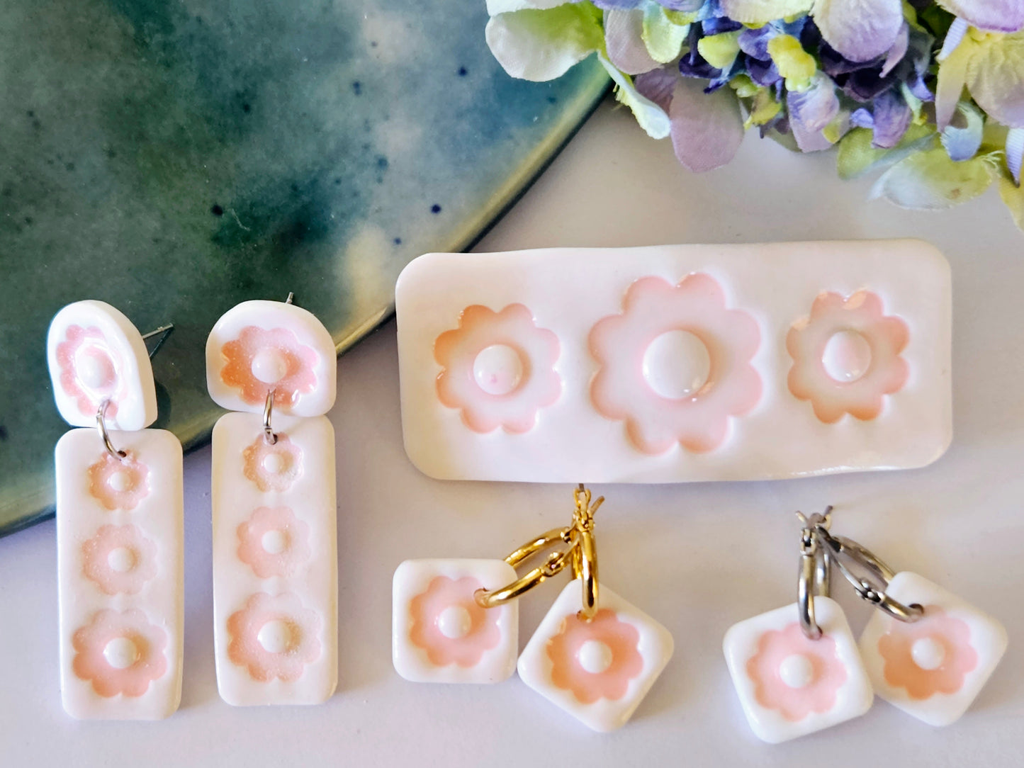 Porcelain Aroha Rectangle Earrings