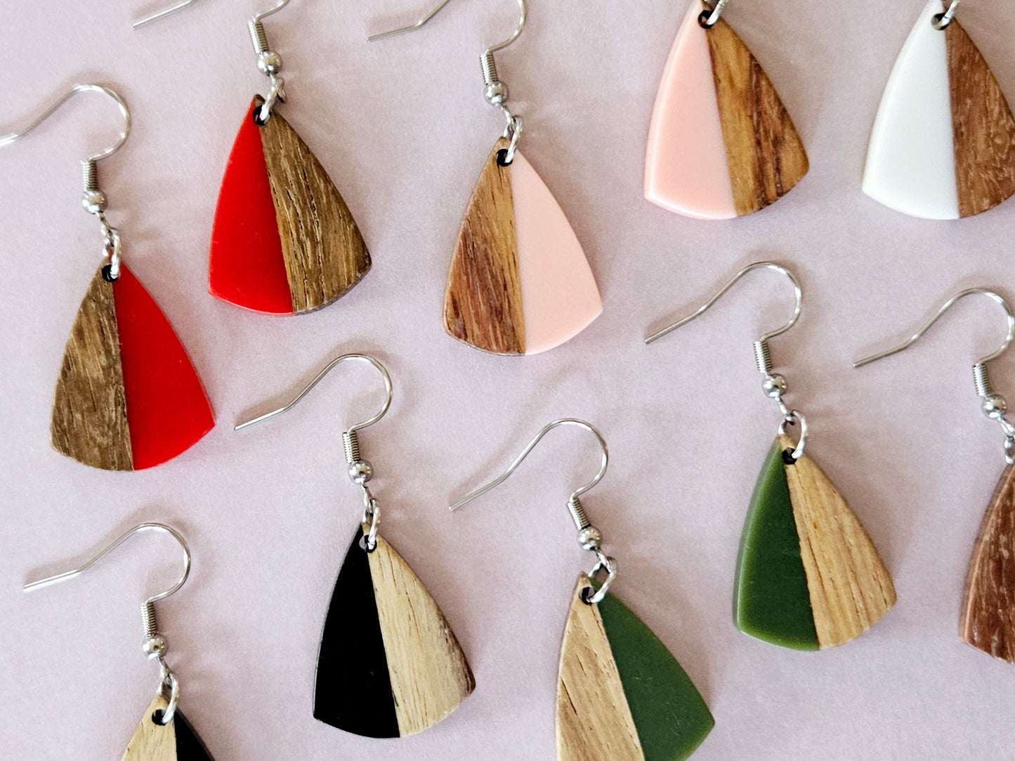 Wood and Resin Drop Earrings