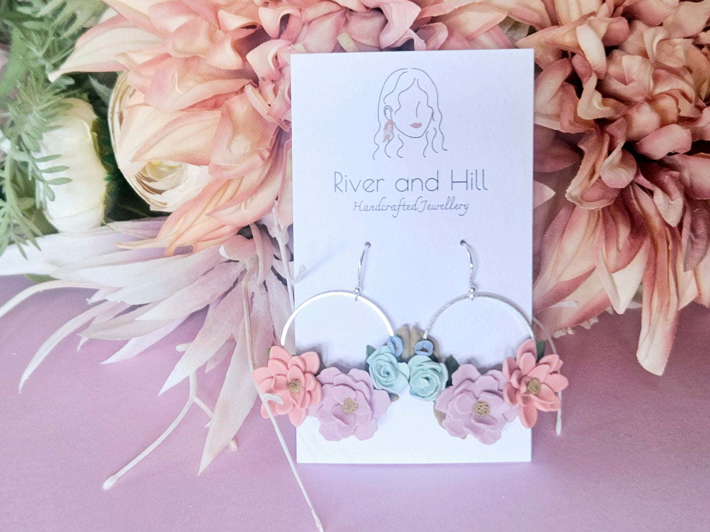 Floral Pastel Cluster Earrings
