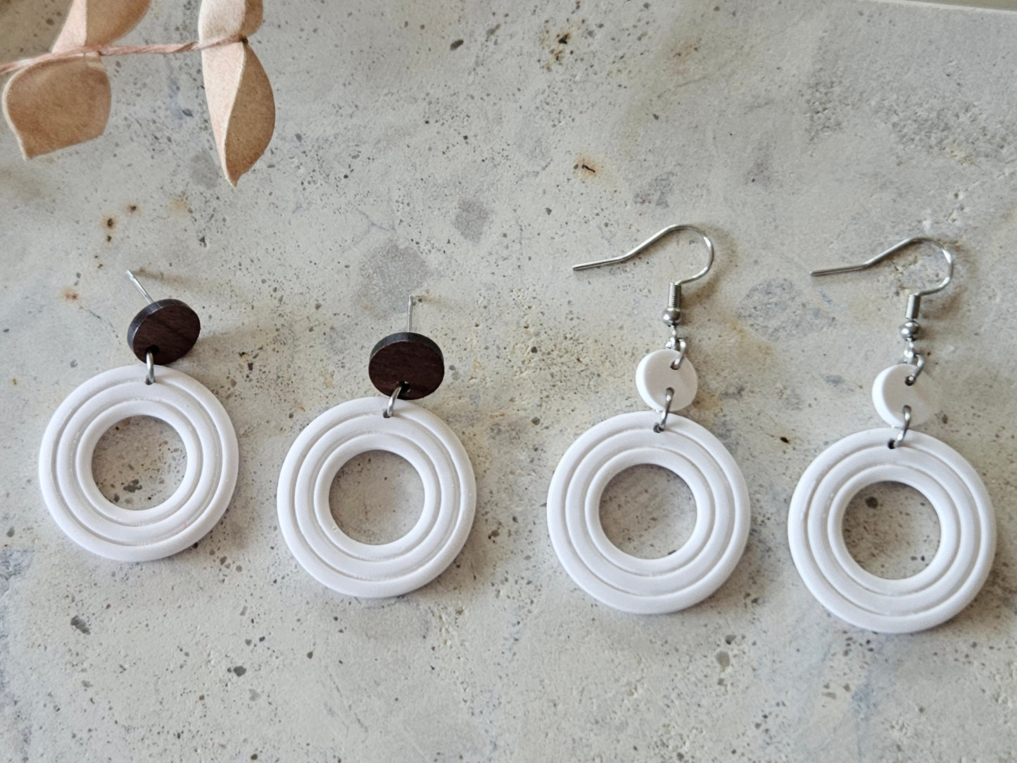 Essentials White Wooden Earrings