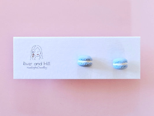 Girls Blueberry Macaron Studs