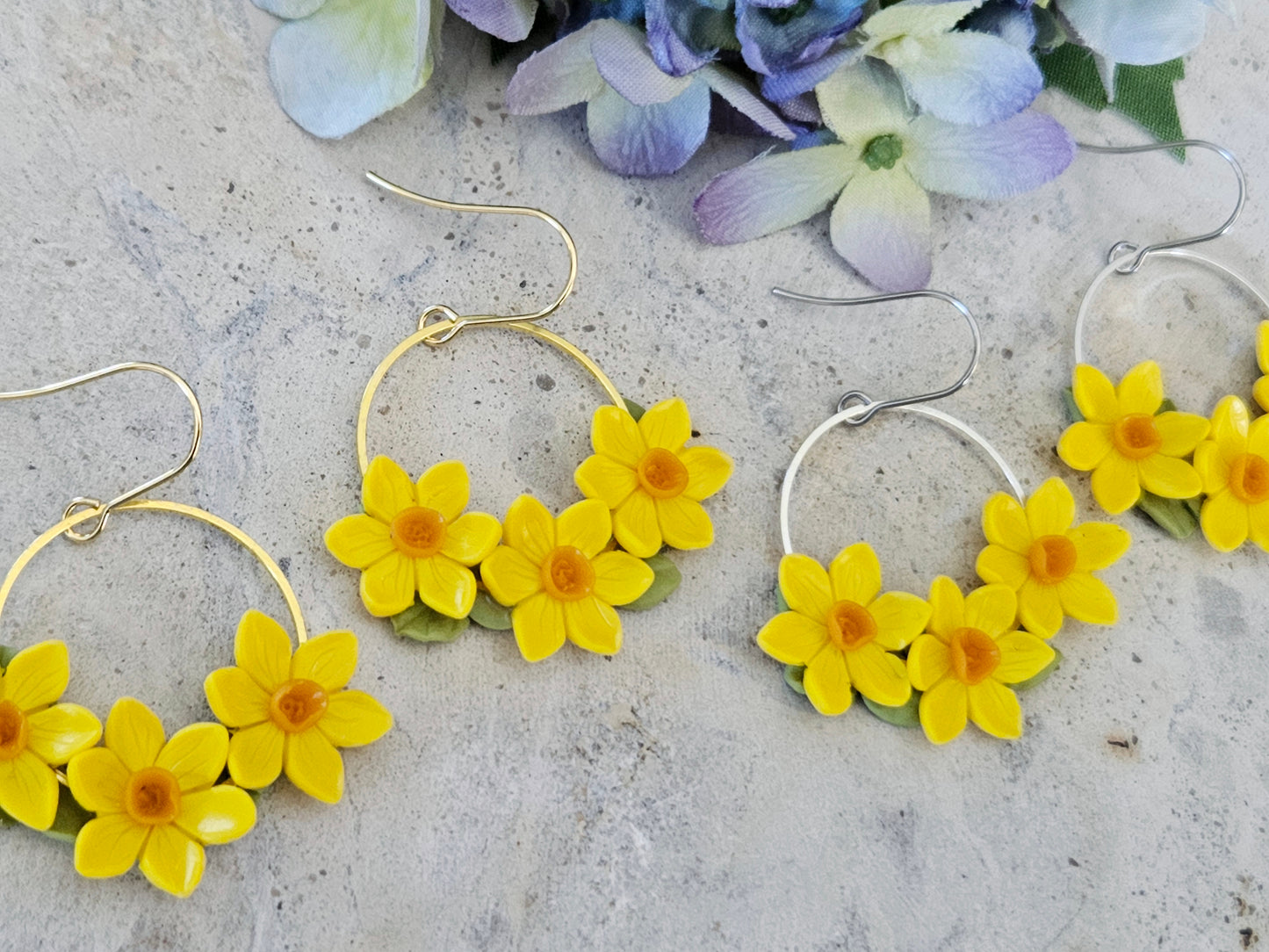 Daffodil Silver Disk Earrings