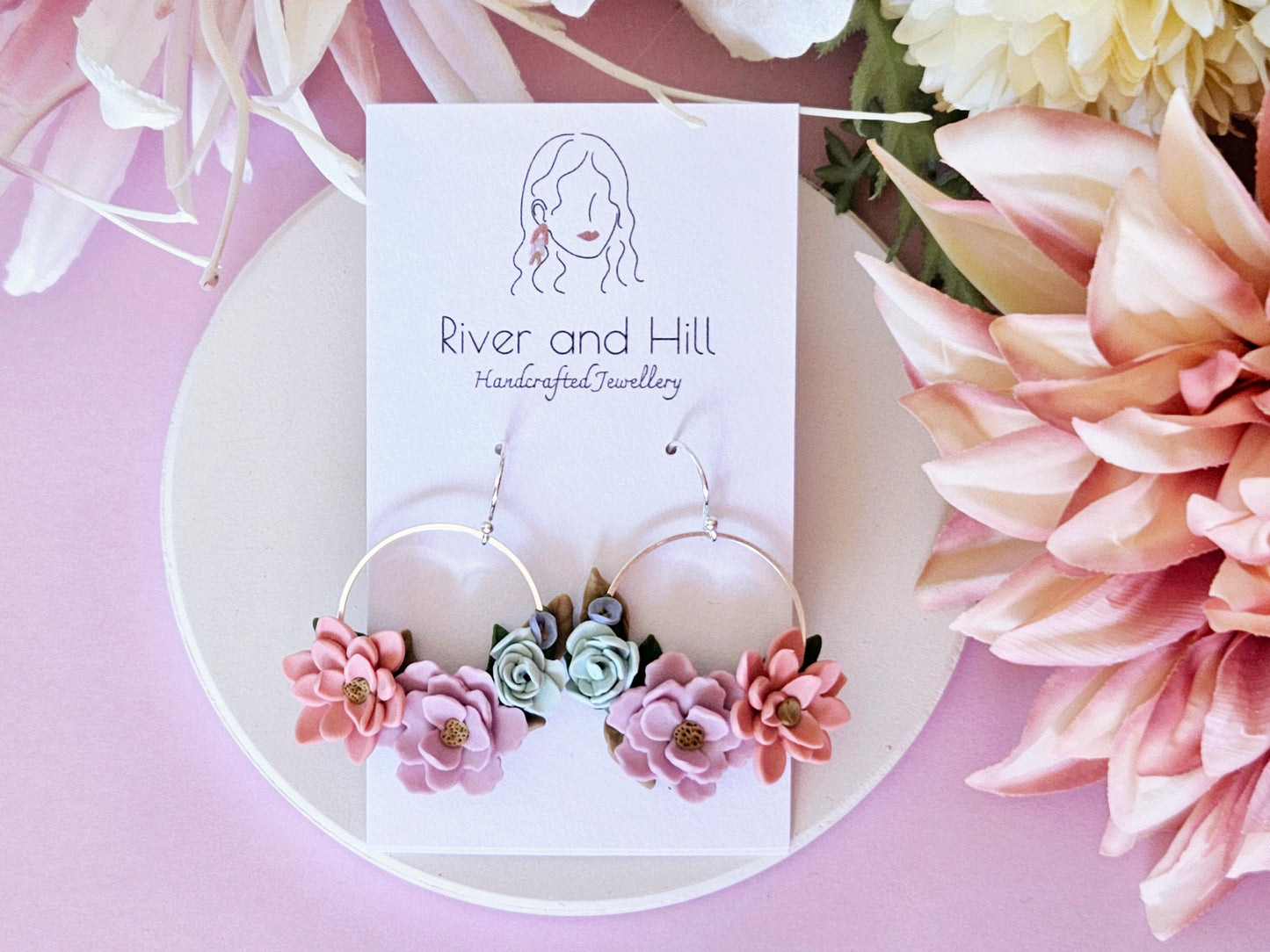 Floral Pastel Cluster Earrings