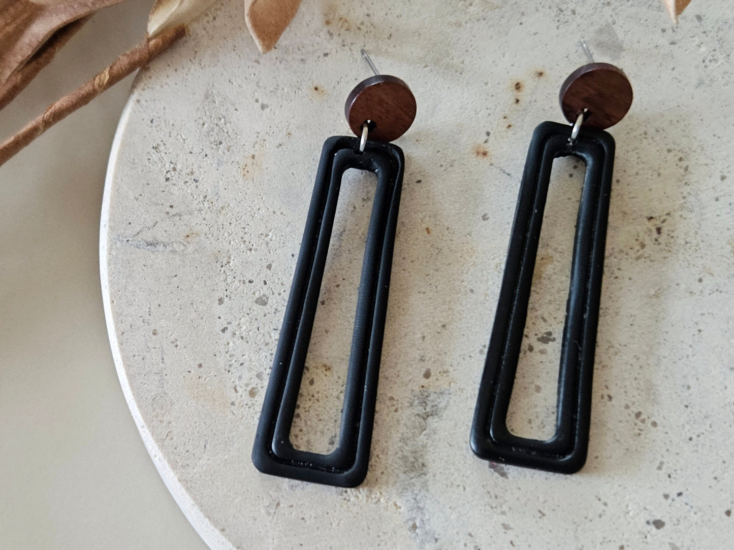 Essentials Midnight Wooden Earrings