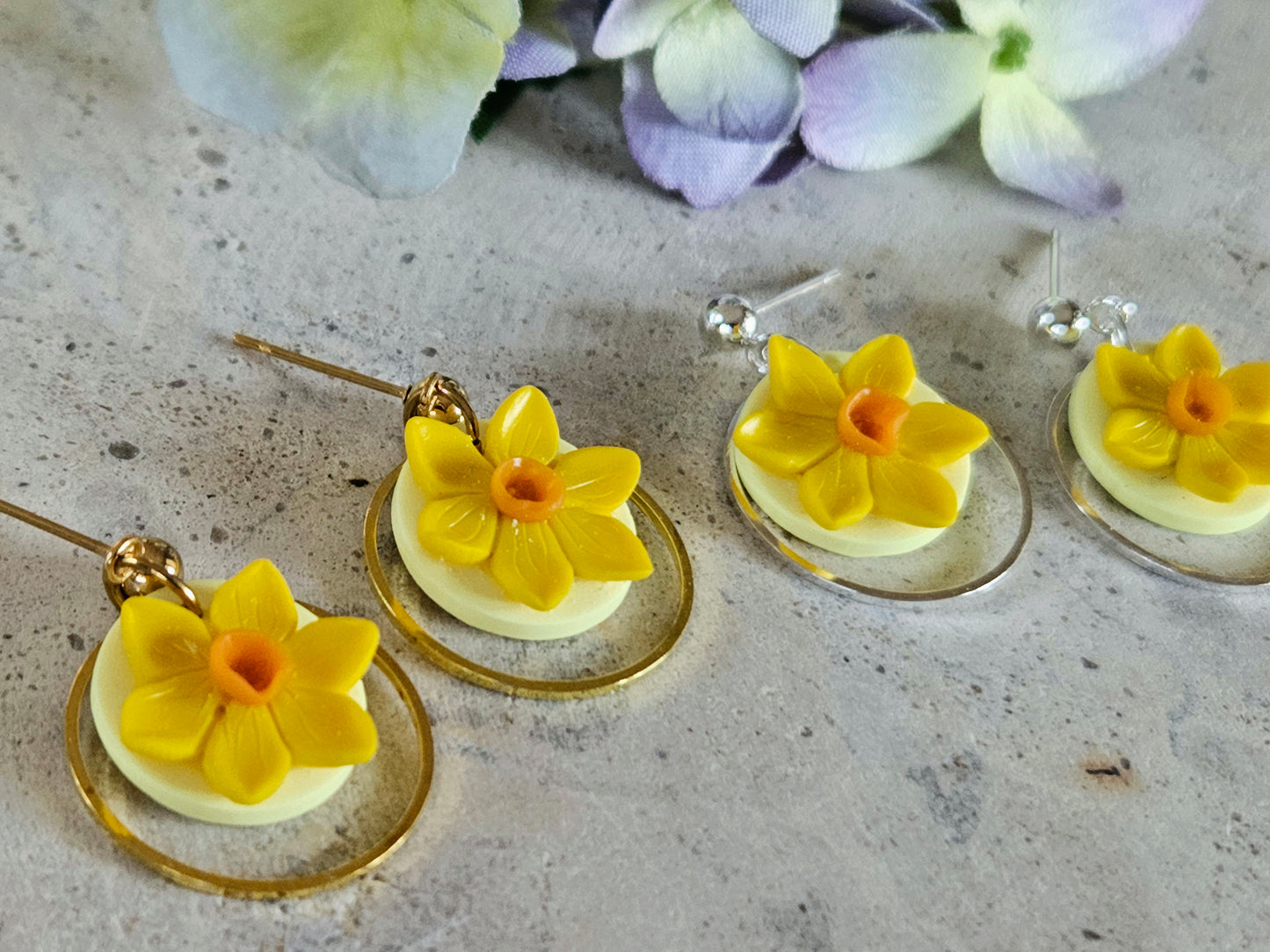 Daffodil Silver Dainty Earrings