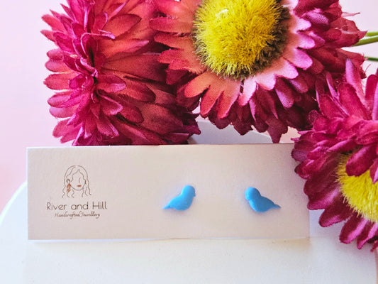 Girls Micro Blue Bird Studs