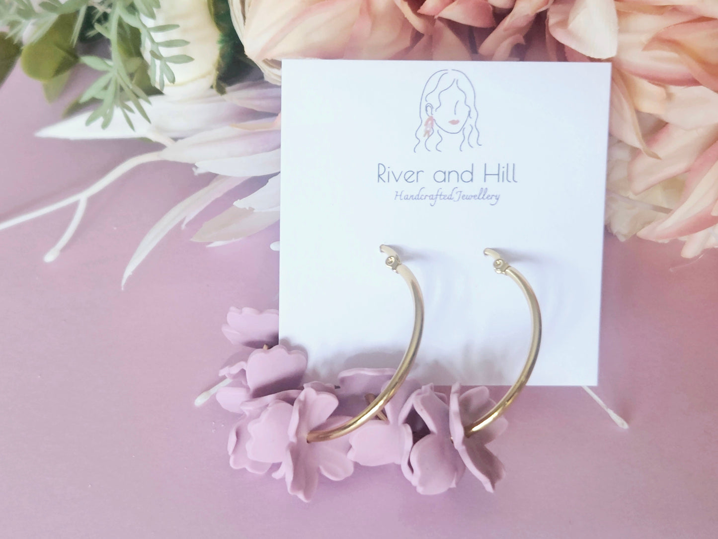 Floral Pastel Hoop Earrings