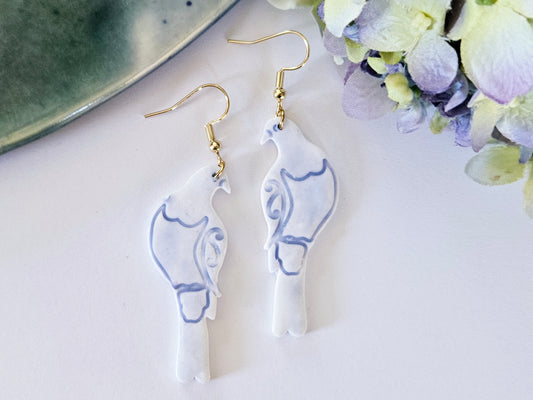 Porcelain Kererū Earrings