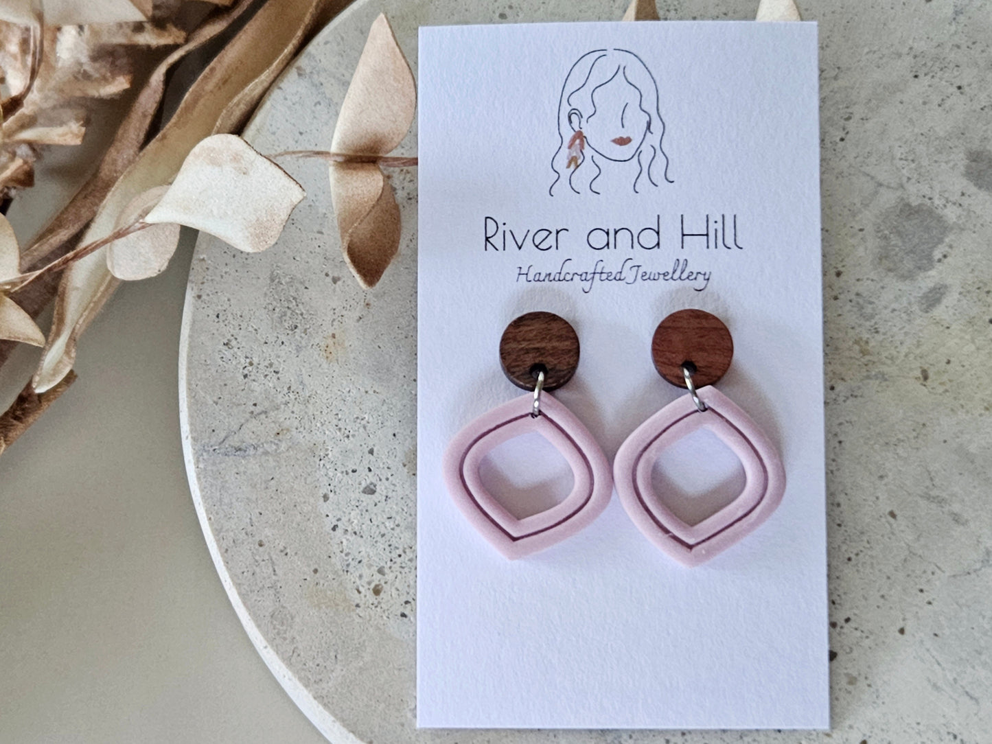 Essentials Lilac Wooden Earrings